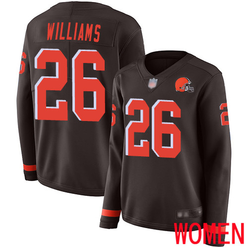 Cleveland Browns Greedy Williams Women Brown Limited Jersey #26 NFL Football Therma Long Sleeve